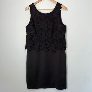 NWT Cleo Petites Black Lace Overlay Sheath Dress Size Large